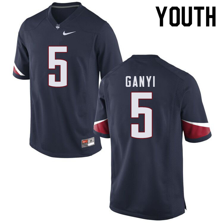 Youth #5 Terrence Ganyi Uconn Huskies College Football Jerseys Sale-Navy
